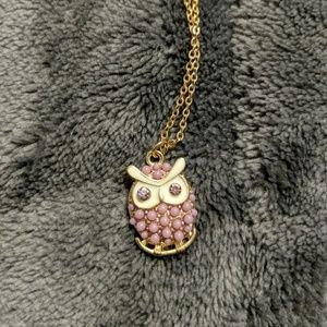 Pink owl necklace